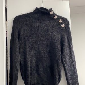 Zara faux fur sweater with heart detailing